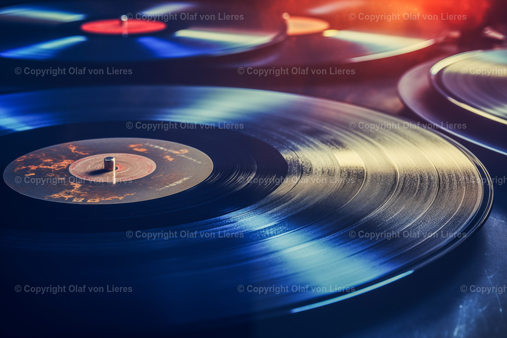 Schallplatten Nahaufnahme Wandbild | Vinylplatten Nahaufnahme