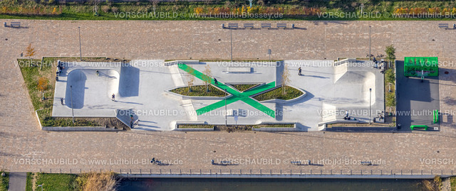 Gelsenkirchen221102268noerdlich | Luftbild, Skatepark, Glückauf Park Hassel, Park des Wandels, Hassel, Gelsenkirchen, Ruhrgebiet, Nordrhein-Westfalen, Deutschland