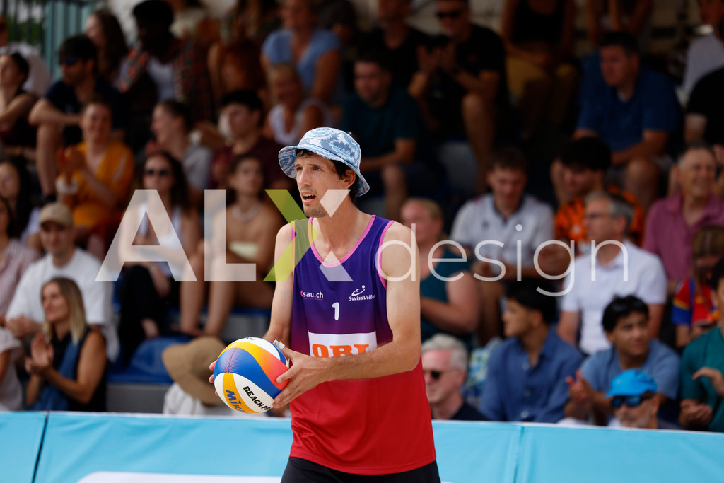 Obi BeachTour 2026 - Basel | BASEL, SWITZERLAND - JULY 18: SIMON HAGENBUCH (SUI) during the Obi BeachTour 2026 match between NAPIER / PETERSEN (DEN) and HAGENBUCH / HAUSSENER (SUI) at Barfüsserplatz on July 18, 2026 in Basel, Switzerland. - Realisiert mit Pictrs.com