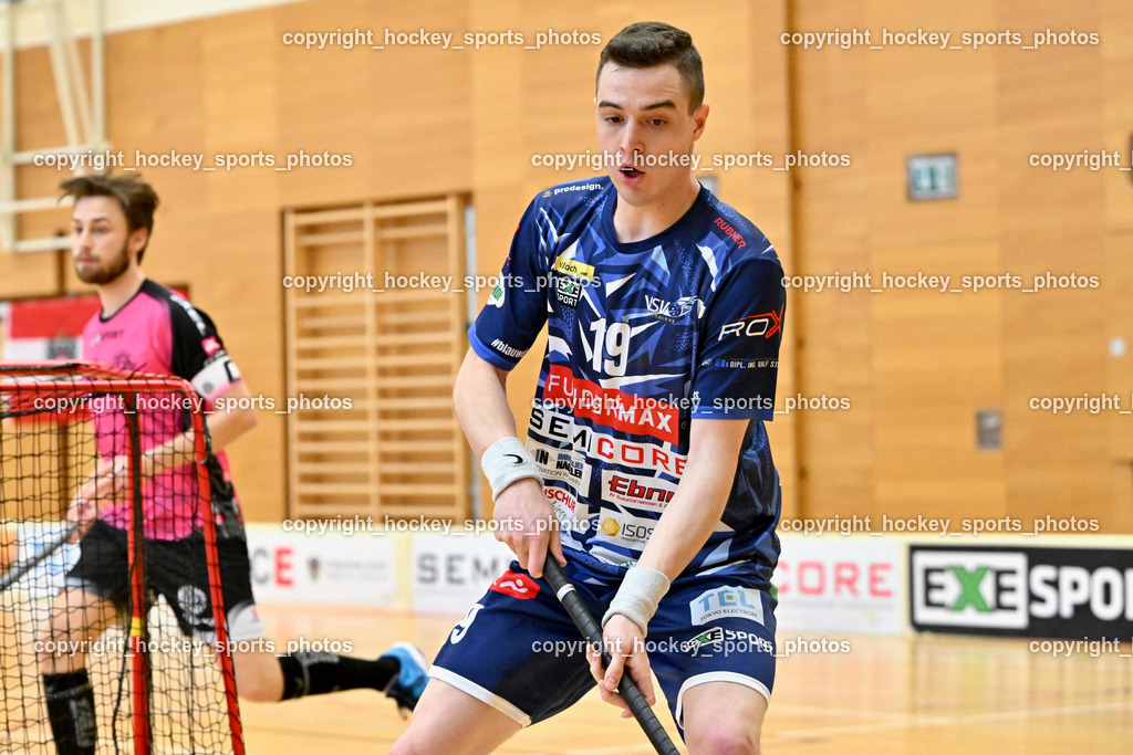 VSV Unihockey vs. Wiener Floorballferein 6.4.2024 | #19 Philipp Seiser VSV Unihockey, VSV Unihockey vs. Wiener Floorballferein 6.4.2024, VSV Unihockey vs. Wiener Floorballferein  am 06.04.2024 in Villach (Ballspielhalle St. Martin), Austria, (Photo by Bernd Stefan)