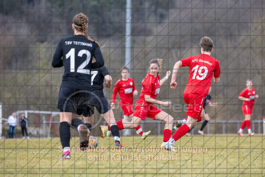 20250223_133402_0231 | #,1.FC Donzdorf (rot) vs. TSV Tettnang (schwarz), Fussball, Frauen-WFV-Pokal Achtelfinale, Saison 2024/2025, Rasenplatz Lautertal Stadion, Süßener Straße 16, 73072 Donzdorf, 23.02.2025 - 13:00 Uhr,Foto: PhotoPeet-Sportfotografie/Peter Harich