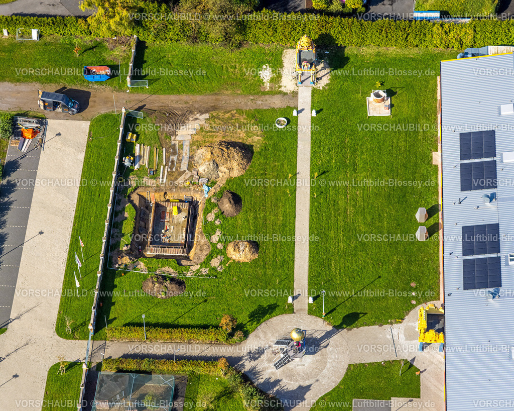 Hamm241008330 | Luftbild, Hinduistische Gemeinde in Deutschland, K.d.ö.R., Baustelle, Siegenbeckstraße, Uentrop, Hamm, Ruhrgebiet, Nordrhein-Westfalen, Deutschland
