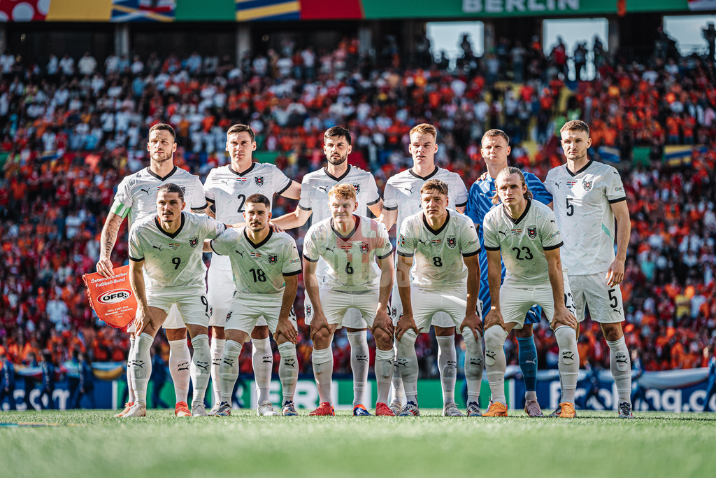 Fußball | Herren | UEFA-Fußball-Europameisterschaft 2024 | Gruppe D | Niederlande vs. Österreich | 25.06.2024 | Die Nationalmannschaft von Österreich Mannschaftsfoto