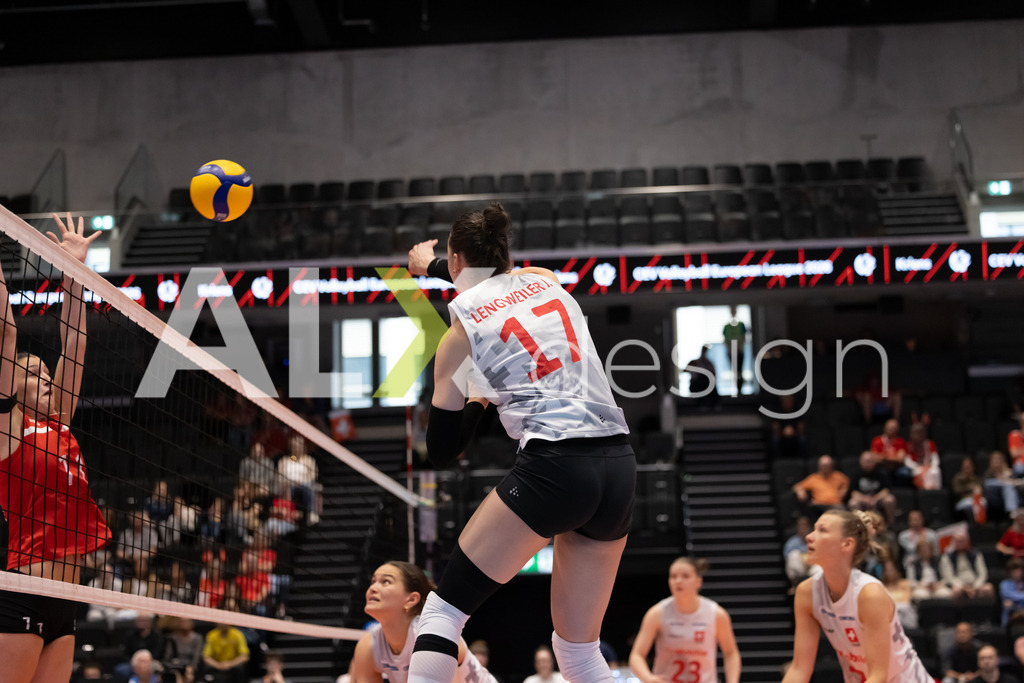 Georgia v Switzerland - CEV European League Women | KRIENS, SWITZERLAND - JUNE 12: JULIE LENGWEILER of Switzerland during the CEV European League match between Georgia and Switzerland at Pilatus Arena on June 12, 2026 in Kriens, Switzerland. - Realisiert mit Pictrs.com
