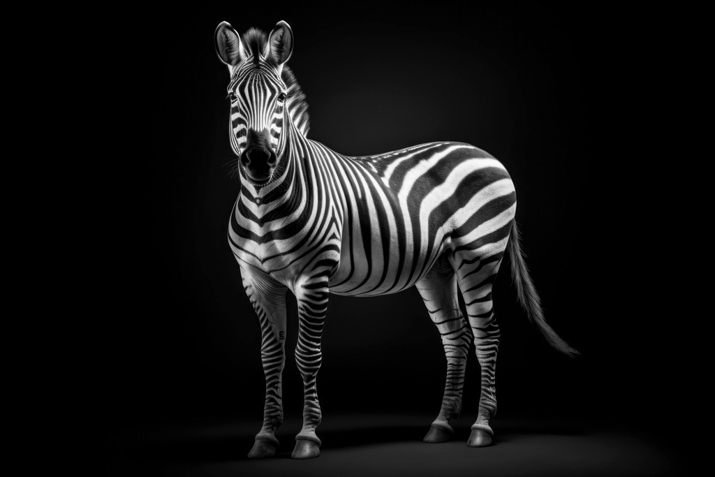 2310017 - Zebra im Porträt | Ein Zebra vor schwarzem Hintergrund.