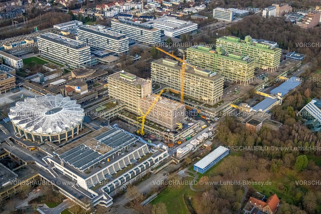 Bochum230102258 | Luftbild, RUB Ruhr-Universität Bochum, Baustelle Ersatzneubau NA, Querenburg, Bochum, Ruhrgebiet, Nordrhein-Westfalen, Deutschland