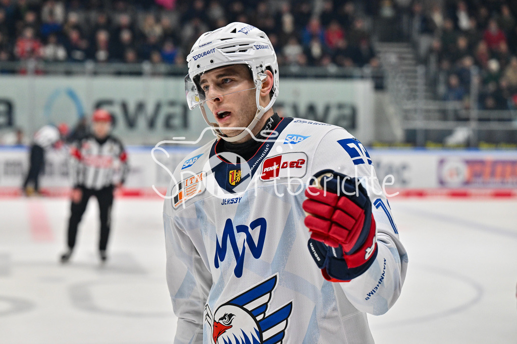 Augsburger Panther - Adler Mannheim | Jubel der Gaeste nach dem Treffer zum 0-1 durch Stefan LOIBL (Adler Mannheim 13) / Freude / Happy / Tor / Torschuezte