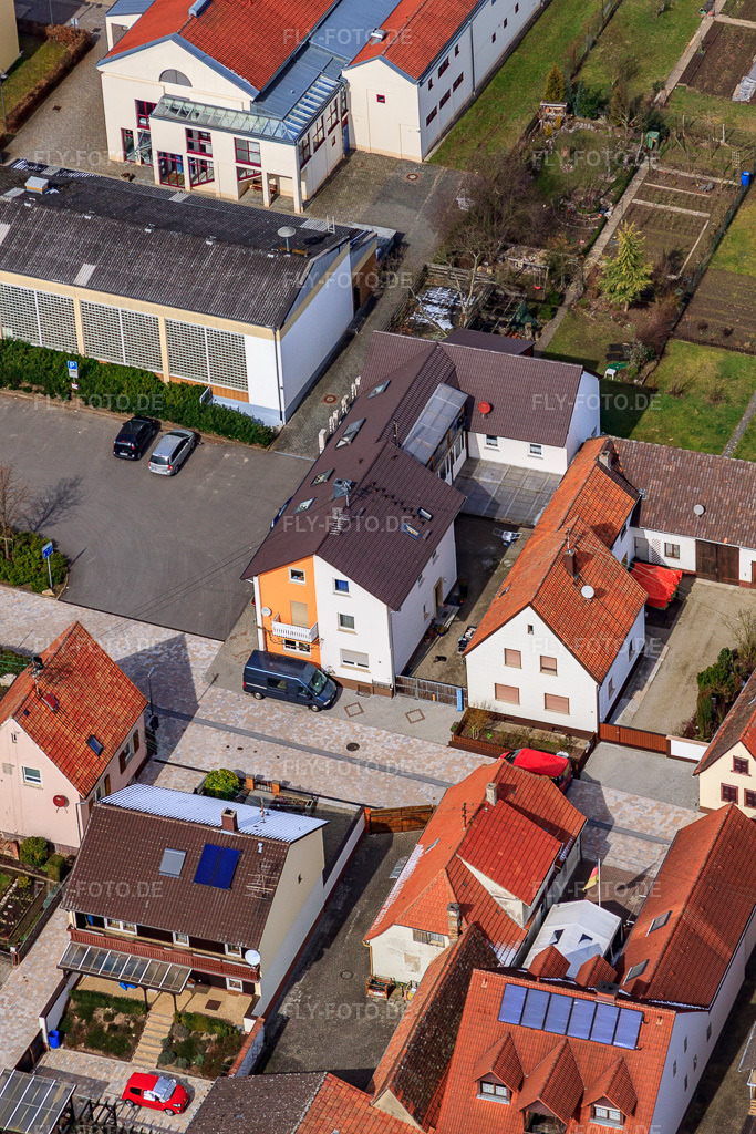 Luftbild: Raiffeisenstr in Minfeld im Bundesland Rheinland-Pfalz in Deutschland. Foto: IMG_56032.jpg vom 17.03.2013 durch Werner Riehm/FLY-FOTO.de