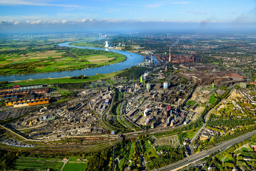 3491757 | Thyssen-Stahl Schwelgern, Stahlindustrie am Rhein bei Hüttenheim