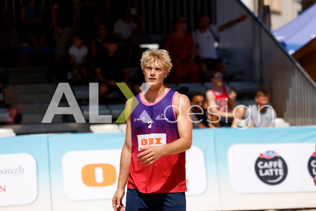 Obi BeachTour 2026 - Basel | BASEL, SWITZERLAND - JULY 18: JACOB HEJLSVIG PETERSEN (DEN) during the Obi BeachTour 2026 match between ALLEMANN / LEFFLER (SUI) and MASSEREY / SCHNEGG (SUI) at Barfüsserplatz on July 18, 2026 in Basel, Switzerland. - Realisiert mit Pictrs.com