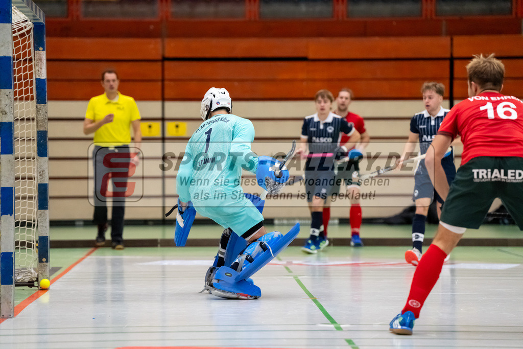 HK_20241207_109655 | 1. Bundesliga Halle Herren Crefelder HTC - Blau Weiss Köln am 7.12.2024 CHTC Glockenspitz Halle , Krefeld , Lorenz Beckmann ( Blau Weiß Köln #1 )