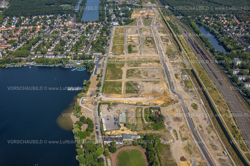 Duisburg230707907 | Luftbild, Ehemaliger Rangierbahnhof Wedau Baustelle, geplantes Duisburger Wohnquartier, Wedau, Duisburg, Ruhrgebiet, Nordrhein-Westfalen, Deutschland