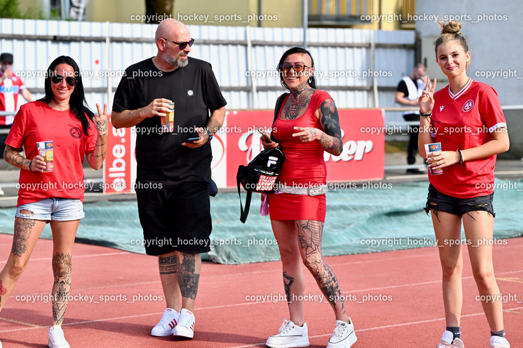 ATUS Velden vs. GAK | Besucher Stadion Lind, GAK Fans, ATUS Velden vs. GAK, ATUS Velden vs. GAK am 26.07.2024 in Villach (Stadion Lind), Austria, (Photo by Bernd Stefan)