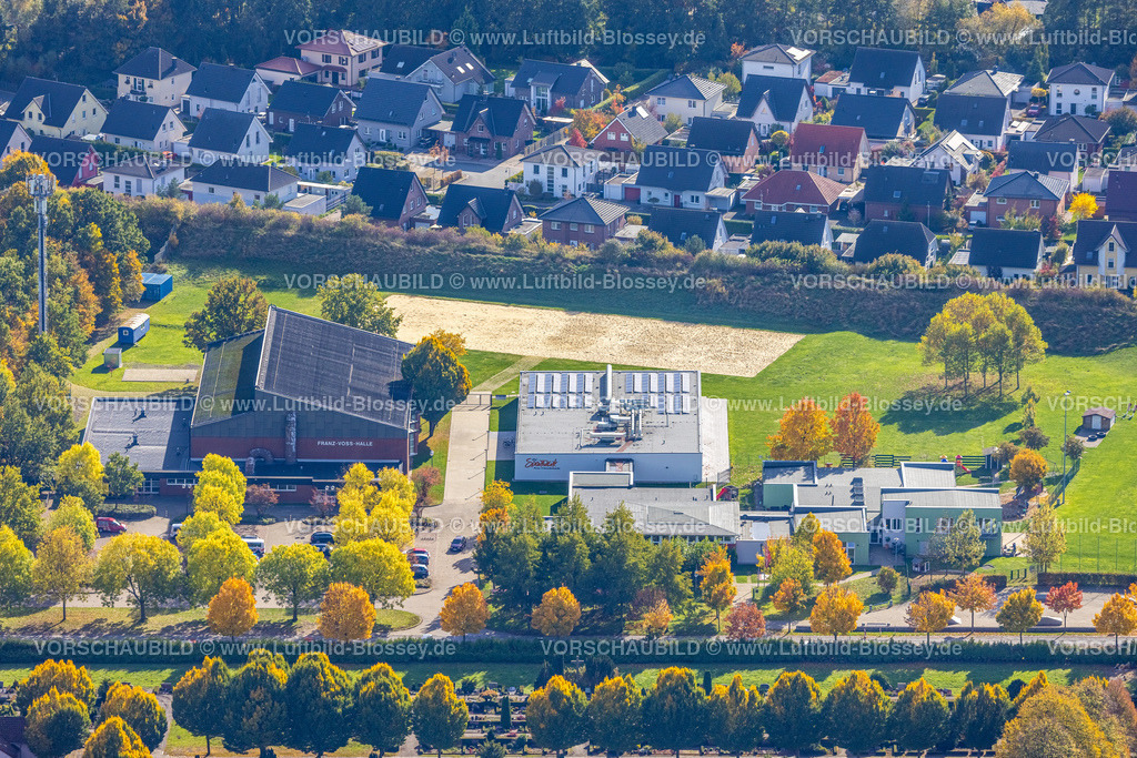 Hamm221003109 | Luftbild, Franz-Voß-Halle, HSC 08 Hammer SportClub 2008, Sport-Kita Grashüpfer, Herbstfarben, Rhynern, Hamm, Ruhrgebiet, Nordrhein-Westfalen, Deutschland