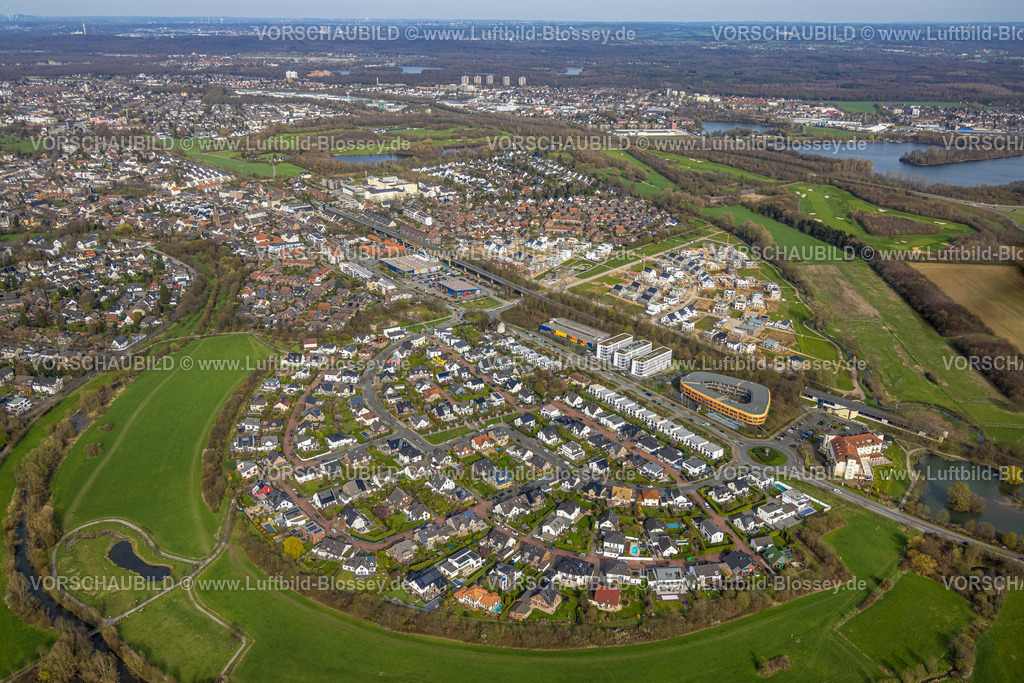 Duisburg230302515 | Luftbild, Angerbogen, Wohngebiet Alter Angerbach, Baugebiet, Huckingen, Duisburg, Ruhrgebiet, Nordrhein-Westfalen, Deutschland