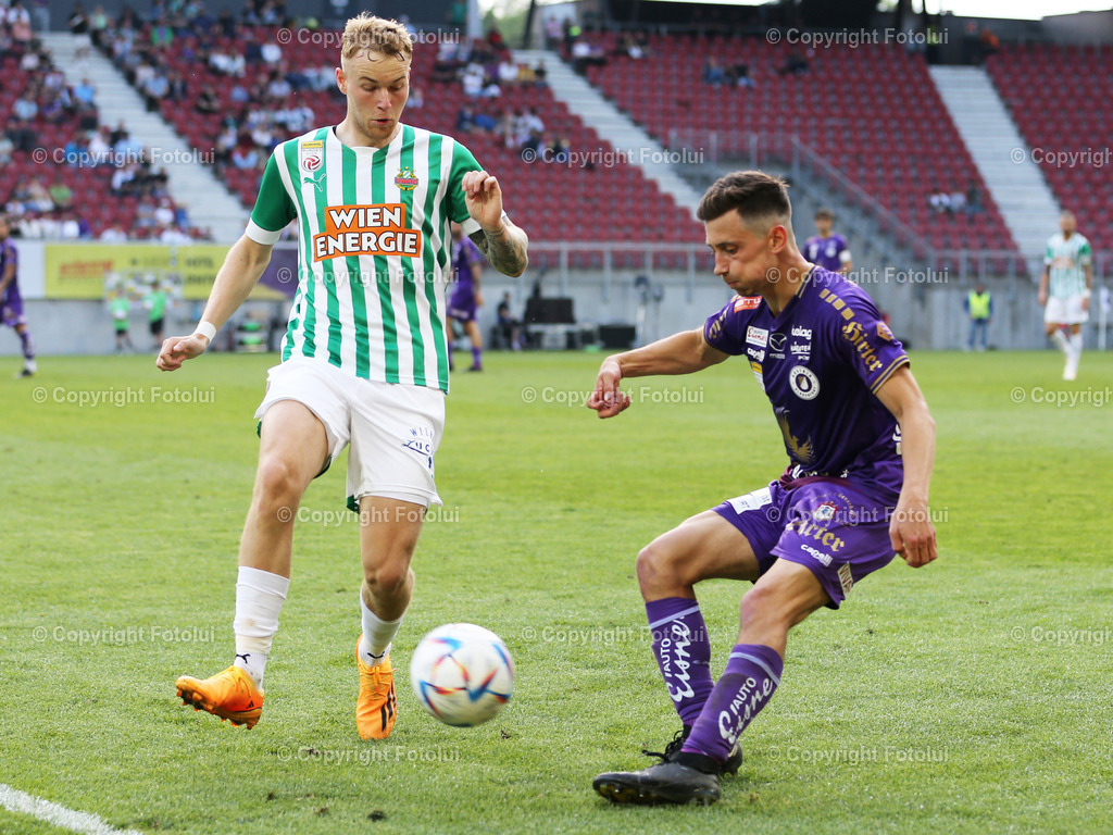 A_LUI_03062023_09 | SPORT,FUSSBALL,ADMIRAL BUNDESLIGA AUSTRIA KLAGENFURT-SK RAPID WIEN 03.06.2023 IM BILD: TILL SCHUMACHER (KLAGENFURT) UND MARCO GRUELL (RAPID) FOTOLUI/MW

