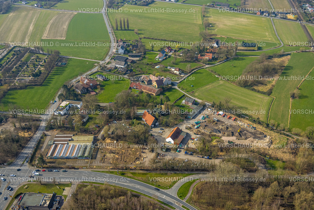 Hamm240306702 | Luftbild, Straßenkreuzung Werler Straße und Ostdorfstraße, Baustelle an der Ostdorfstraße, Gelände ehemaliges Gartencenter-Kley, Stadtbezirk Rhynern, Hamm, Ruhrgebiet, Nordrhein-Westfalen, Deutschland
