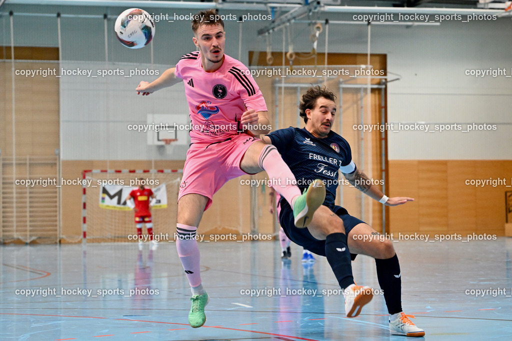 Carinthia Flamengo Futsal Club vs. LPSV-K | #2 Faris Buljubasic Carinthia Flamengo, #3 Nemanja Lukic LPSV-K, Carinthia Flamengo Futsal Club vs. LPSV-K, Carinthia Flamengo Futsal Club vs. LPSV-K am 03.11.2024 in Klagenfurt (Ballspielhalle Viktring), Austria, (Photo by Bernd Stefan)