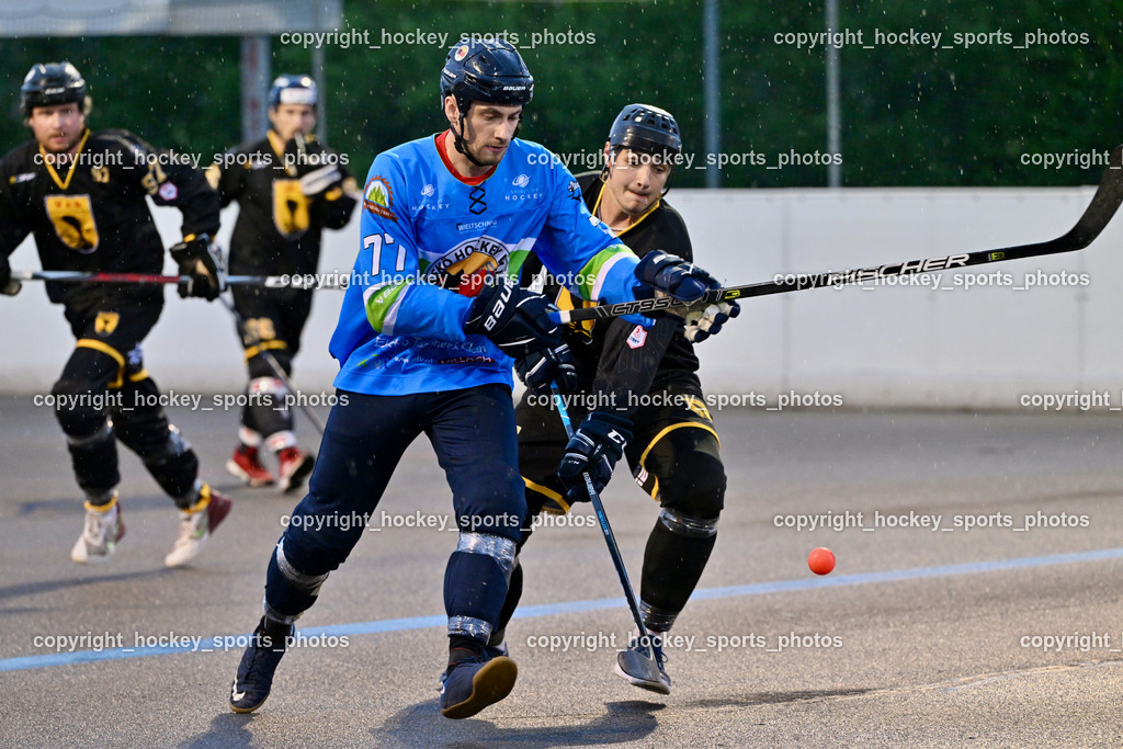 VAS Ballhockey Villach vs. ASKÖ Villach Ballhockey | #77 Wuntschek Manuel, #11 Potocnik Luca, VAS Ballhockey Villach vs. ASKÖ Villach Ballhockey, VAS Ballhockey Villach vs. ASKÖ Villach Ballhockey am 28.05.2025 in Villach (Alpen Arena ), Austria, (Photo by Bernd Stefan)