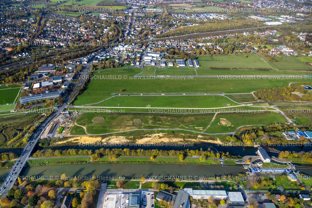 Hamm221017527 | Luftbild, Lippeumbau, Baustelle, Erlebensraum Lippeaue, Flugplatz Hamm-Lippewiesen, Hamm, Ruhrgebiet, Nordrhein-Westfalen, Deutschland