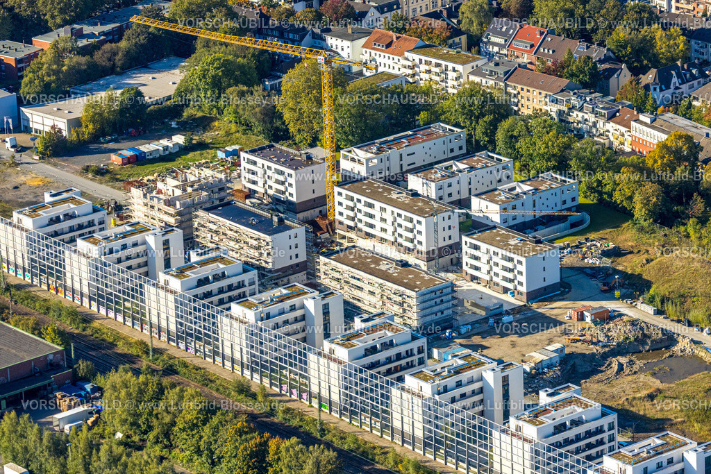 Dortmund241006146 | Luftbild, Baustelle Wohnsiedlung Kronprinzenviertel für Neubau von Wohnungen, Am Wasserturm Südbahnhof, Kaiserbrunnen, Dortmund, Ruhrgebiet, Nordrhein-Westfalen, Deutschland