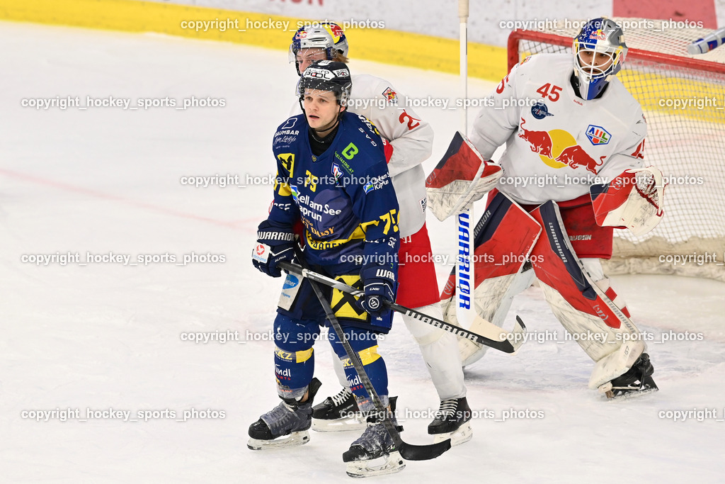 RED BULL HOCKEY JUNIORS vs. EK DIE ZELLER EISBÄREN | #75 Wilfan Maximilian EK DIE ZELLER EISBÄREN, #45 Ankirchner Valentin RED BULL HOCKEY JUNIORS, RED BULL HOCKEY JUNIORS vs. EK DIE ZELLER EISBÄREN, RED BULL HOCKEY JUNIORS vs. EK DIE ZELLER EISBÄREN am 14.01.2025 in Salzburg (Eisarena Salzburg), Austria, (Photo by Bernd Stefan)