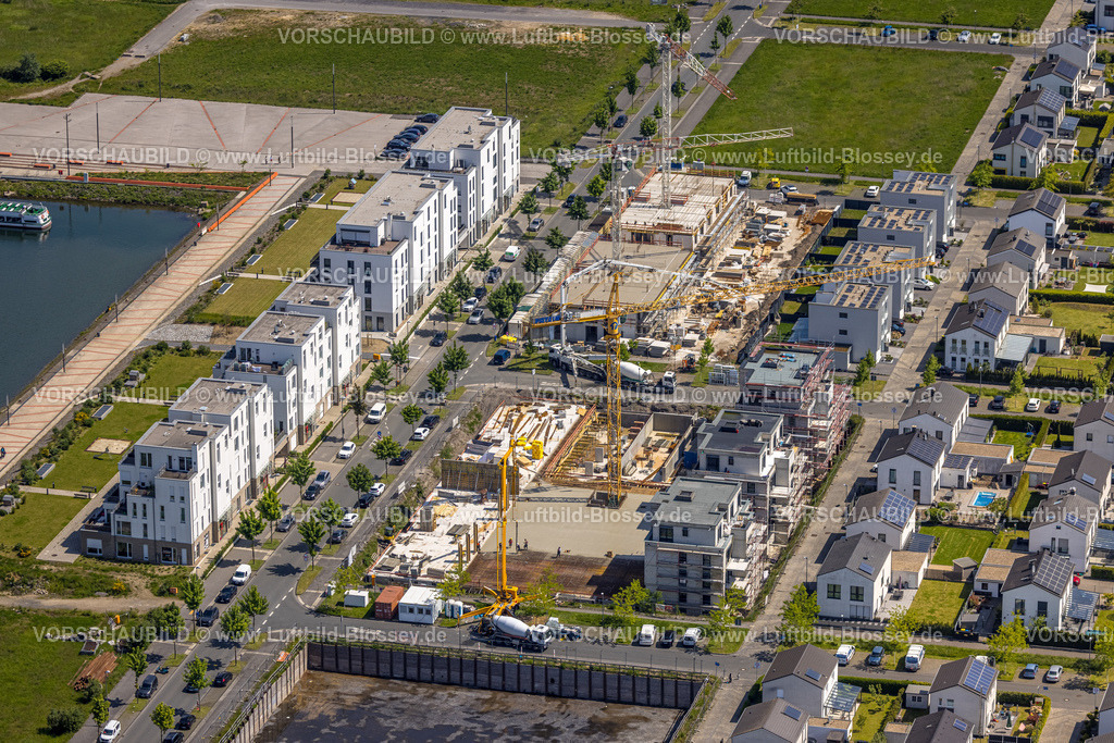 Gelsenkirchen230511090 | Luftbild, Baustelle Hafenquartier Graf Bismarck, am Yachthafen Stölting Marina, Bismarck, Gelsenkirchen, Ruhrgebiet, Nordrhein-Westfalen, Deutschland