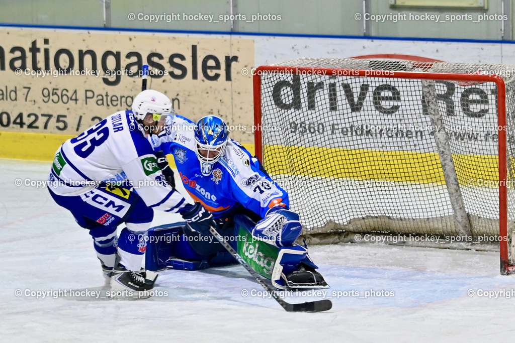 ESC SPARKASSE STEINDORF vs. UECR Huben  | #33 Sotlar Jure UECR EISBÄREN HUBEN, #70 Moser Lukas ESC Steindorf, ESC SPARKASSE STEINDORF vs. UECR Huben , ESC SPARKASSE STEINDORF vs. UECR Huben  am 06.02.2026 in Steindorf (Ossiachersee Halle), Austria, (Photo by Bernd Stefan)