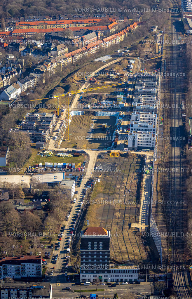 Dortmund230200368 | Luftbild, Baustelle Kronprinzenviertel für Neubau von Wohnungen, Am Wasserturm Südbahnhof, Kaiserbrunnen, Dortmund, Ruhrgebiet, Nordrhein-Westfalen, Deutschland