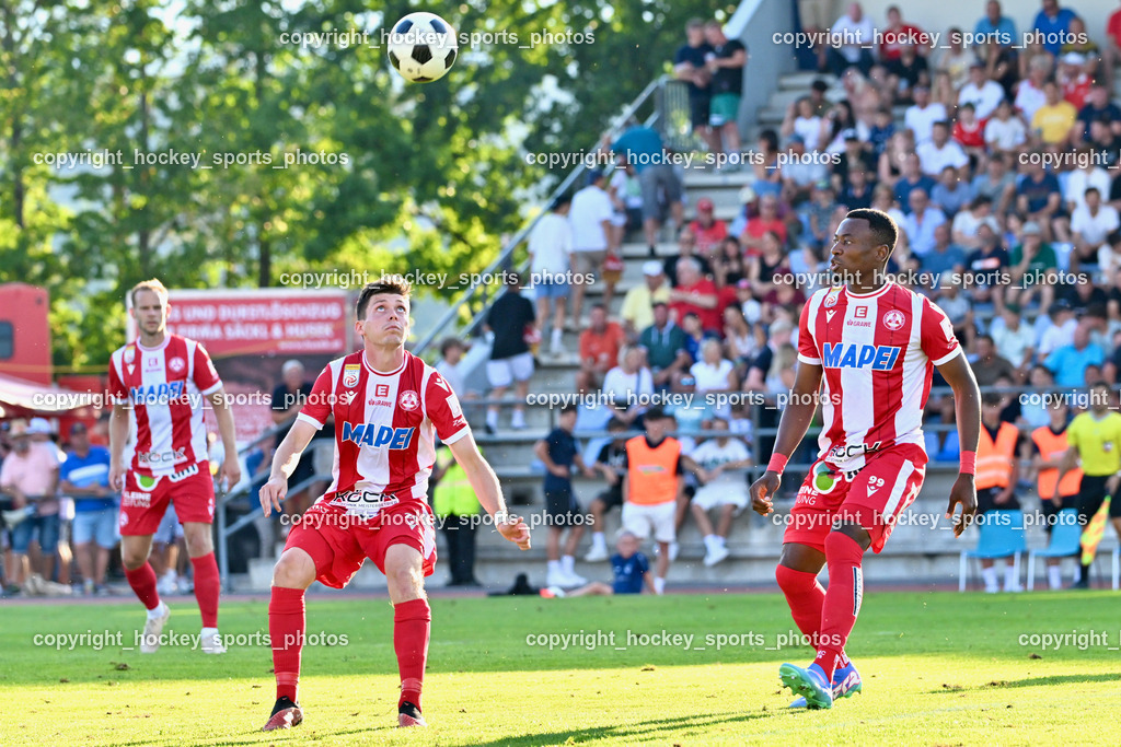ATUS Velden vs. GAK | #20 Thorsten Schriebl GAK, #99 Michael Cheukoua GAK, ATUS Velden vs. GAK, ATUS Velden vs. GAK am 26.07.2024 in Villach (Stadion Lind), Austria, (Photo by Bernd Stefan)
