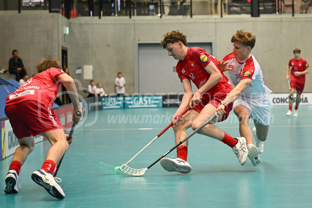 Switzerland B U19 vs Switzerland U19 - 4. February 2024 | Switzerland B U19 vs Switzerland U19
U19 Men International Matches in Switzerland
GoEasy Arena, Siggenthal Station
Switzerland defender #12 Janik Kürschner and Switzerland forward #24 Thierry Waber.
Credit: Markus Aeschimann | <a href="https://www.markus-aeschimann.ch">Sportfotografie Markus Aeschimann</a> | <a href="https://www.instagram.com/sportfotografie.aeschimann">@sportfotografie.aeschimann</a> - Realisiert mit Pictrs.com