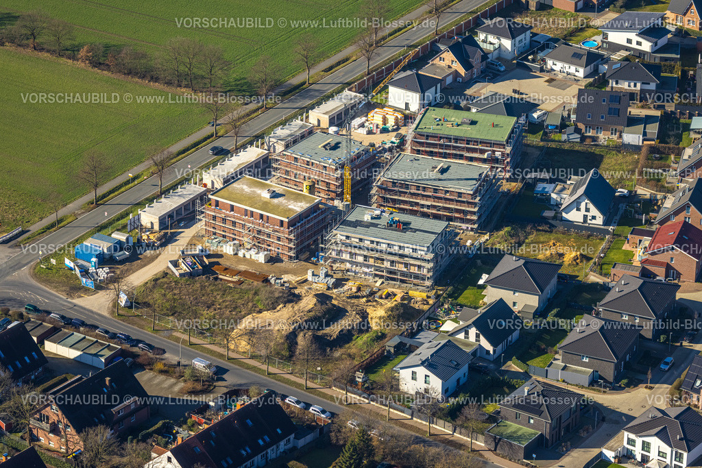 Olfen230206611 | Luftbild, Baustelle und Neubau Wohnhäuser an der Kökelsumer Straße Ecke Ächterheide, Olfen-Stadt, Olfen, Münsterland, Nordrhein-Westfalen, Deutschland