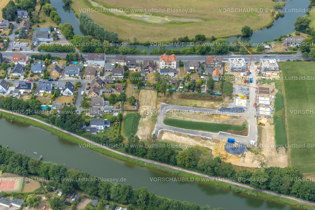 Hamm220707307 | Luftbild, Baustelle Neubaugebiet für Wohnhäuser Im Fuchswinkel an der Lippestraße / Friedrichsfeld zwischen Fluss Lippe und Datteln-Hamm-Kanal, Uentrop, Hamm, Ruhrgebiet, Nordrhein-Westfalen, Deutschland