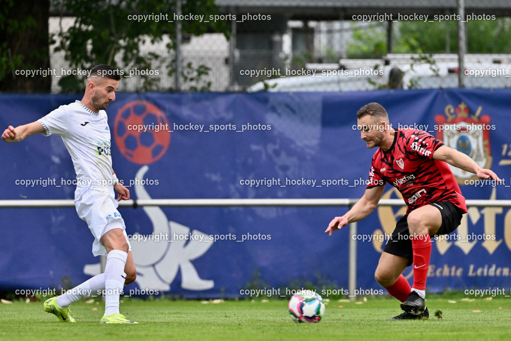 SAK vs. ATUS Ferlach | #7 Hrvoje Jakovljevic SAK, #15 Martin Posratschnig ATUS Ferlach, SAK vs. ATUS Ferlach, SAK vs. ATUS Ferlach am 01.08.2025 in Klagenfurt (Sportpark Welzenegg), Austria, (Photo by Bernd Stefan)