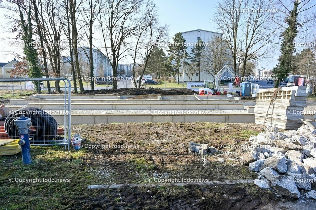 Baustelle Containerdorf Asylanten_ Lunzerstrasse Linz Kleinmünchen_ 04.03.2023-11 | 04.03.2023, Linz, AUT, Lunzerstrasse Kleinmuenchen, im Bild Baustelle Containerdorf Asylanten, Lunzerstrasse Linz Kleinmuenchen, Drohne