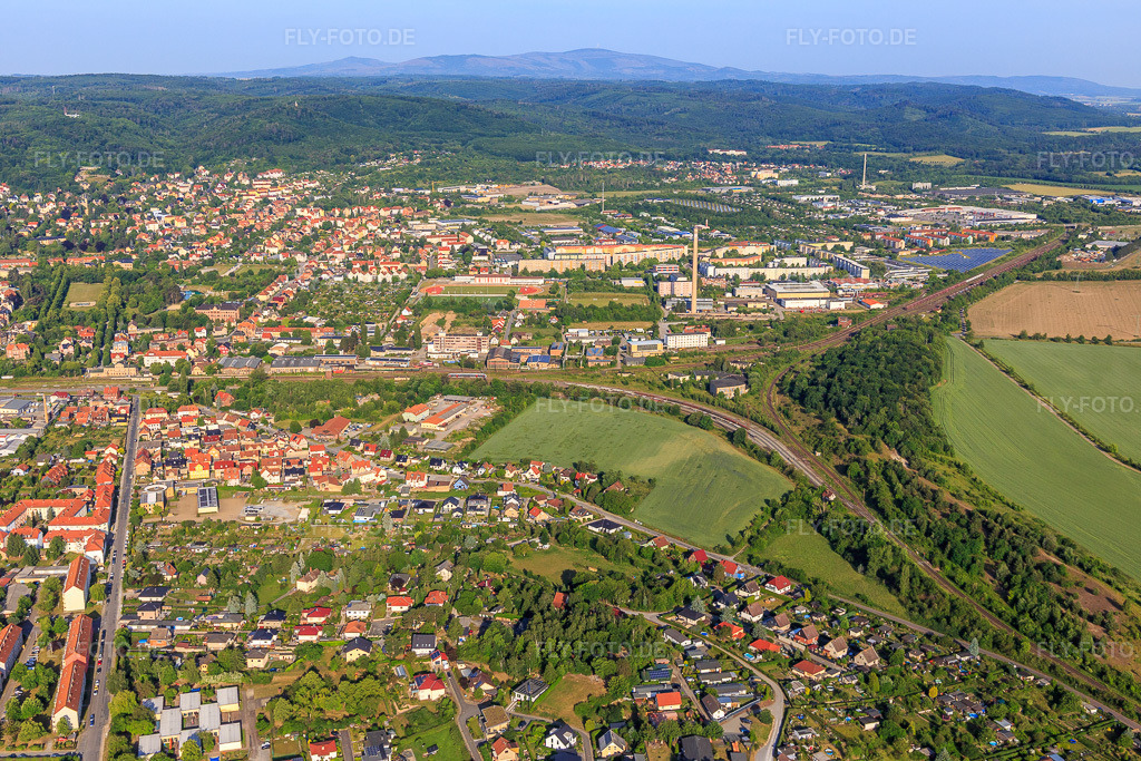 Luftbild: Gleisdreieck in Blankenburg im Bundesland Sachsen-Anhalt in Deutschland. Foto: IMG_148204.jpg vom 14.06.2025 durch Werner Riehm/FLY-FOTO.de