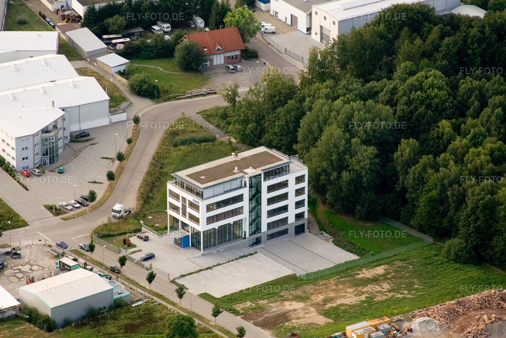 Luftbild: Ittersbach, Industriegebiet im Ortsteil Im Stockmädle in Karlsbad im Bundesland Baden-Württemberg in Deutschland. Foto: IMG_12506.jpg vom 05.08.2008 durch Werner Riehm/FLY-FOTO.de