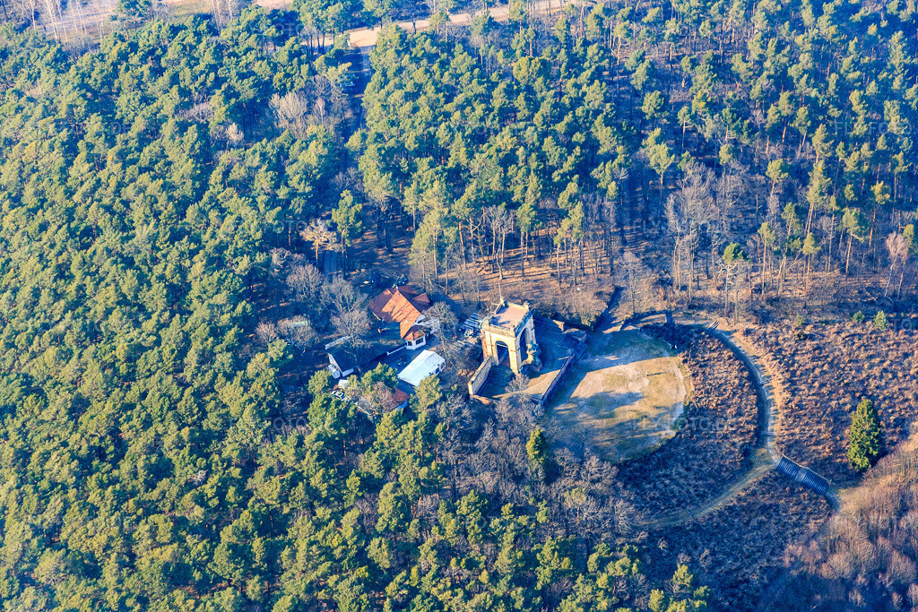 Luftbild: Sieges- und Friedensdenkmal in Edenkoben im Bundesland Rheinland-Pfalz in Deutschland. Foto: IMG_086493.jpg vom 18.03.2016 durch Werner Riehm/FLY-FOTO.deWaldgaststätte Friedensdenkmal Edenkoben