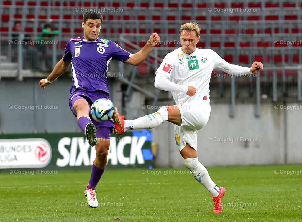 A_LUI_281023_07 | SPORT,FUSSBALL,ADMIRAL BUNDESLIGA AUSTRIA KLAGENFURT-WSG TIROL 28.10.2023IM BILD: SANDI OGRINEC (WSG) UND NIKOLA DJORIC  (KLAGENGURT)FOTO: FOTOLUI