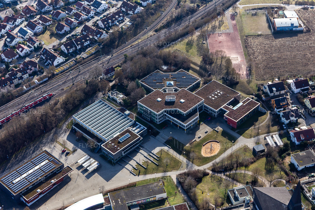 Luftbild: Andreae Gymnasium in Herrenberg im Bundesland Baden-Württemberg in Deutschland. Foto: IMG_125234.jpg vom 20.02.2021 durch Werner Riehm/FLY-FOTO.de
