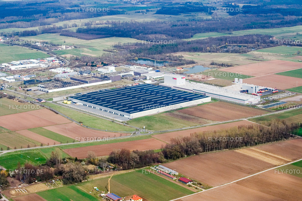 Gebäude und Produktionshallen auf dem Werksgelände  Prowell GmbH www.progroup.de | Luftbild: Gebäude und Produktionshallen auf dem Werksgelände  Prowell GmbH www.progroup.de in Offenbach an der Queich im Bundesland Rheinland-Pfalz in Deutschland. Foto: IMG_9714.jpg vom 15.03.2008 durch Werner Riehm/FLY-FOTO.de - Realisiert mit Pictrs.com