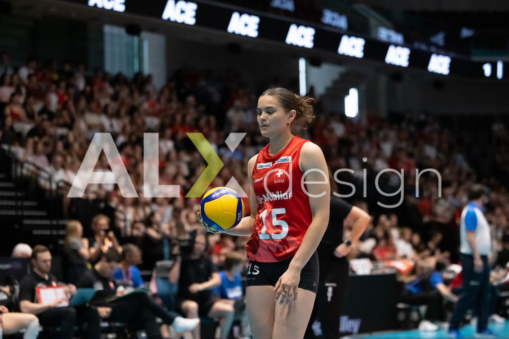 Austria v Switzerland - CEV European League Women | KRIENS, SWITZERLAND - JUNE 14: ALIX DE MICHELI of Switzerland during the CEV European League match between Austria and Switzerland at Pilatus Arena on June 14, 2026 in Kriens, Switzerland. - Realisiert mit Pictrs.com