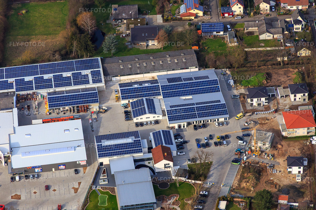 Luftbild: EDEKA Albrecht und Hagebau Kompakt - Gillet Baustoffe GmbH in Herxheim bei Landau im Bundesland Rheinland-Pfalz in Deutschland. Foto: IMG_086428.jpg vom 26.02.2016 durch Werner Riehm/FLY-FOTO.deWWW.EDEKA.DE