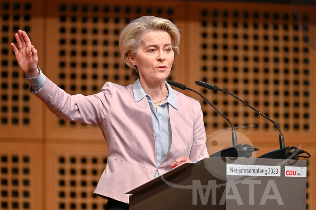 _DWI0745 | Politikerin Ursula von der Leyen beim CDU-NRW Neujahrsempfang in Düsseldorf. Düsseldorf, 28.01.2023 - Realisiert mit Pictrs.com