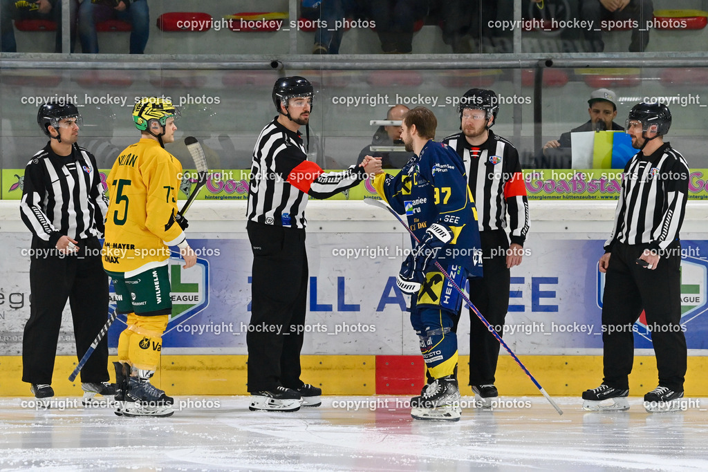 EK Zeller Eisbären vs. EHC Lustenau 28.2.2023 | #75 Wilfan Maximilian, #97 Widen Frederik, HLAVATY Alexander, BULOVEC Miha, ARLIC Matej, VOICAN Christian, Referees