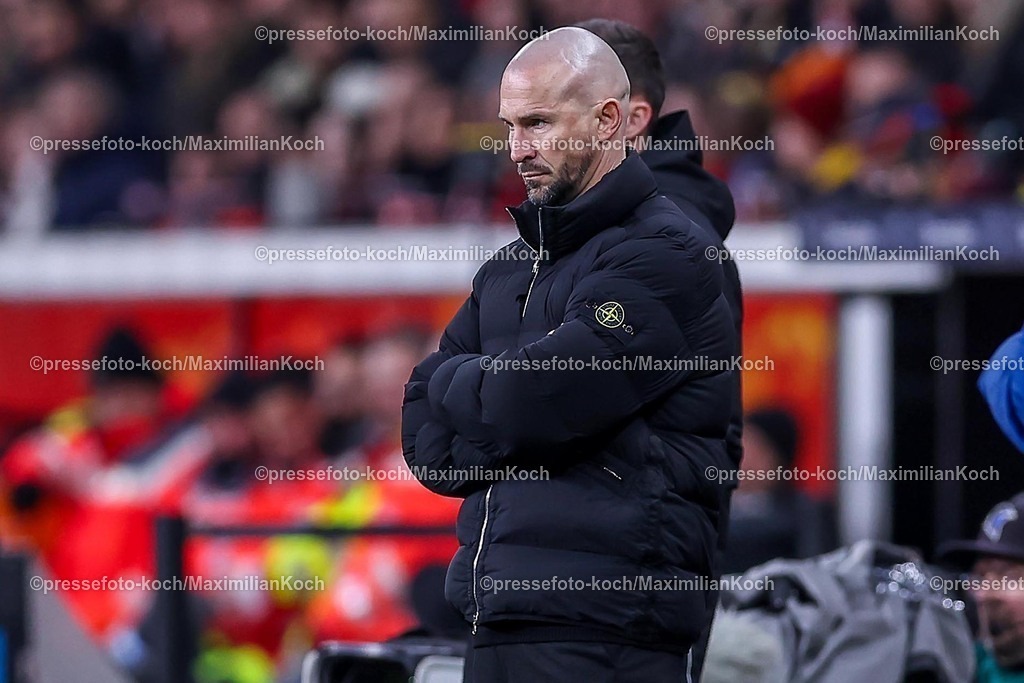 Lev02022502235 | 02.02.2025, Fußball, Bayer 04 Leverkusen - TSG 1899 Hoffenheim, 1. Fußball Bundesliga, 20. Spieltag, BayArena, Saison 2024 2025: Cheftrainer Christian Ilzer (Trainer Hoffenheim)DFB regulations prohibit any use of photographs as image sequences and or quasi-video.