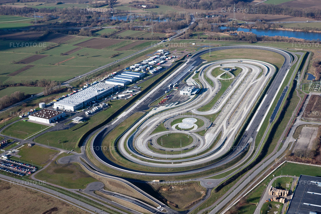Luftbild: Wörth am Rhein, Daimler LKW-Teststrecke im Industriegebiet Oberwald in Wörth am Rhein im Bundesland Rheinland-Pfalz in Deutschland. Foto: IMG_23236.jpg vom 02.12.2009 durch Werner Riehm/FLY-FOTO.de
