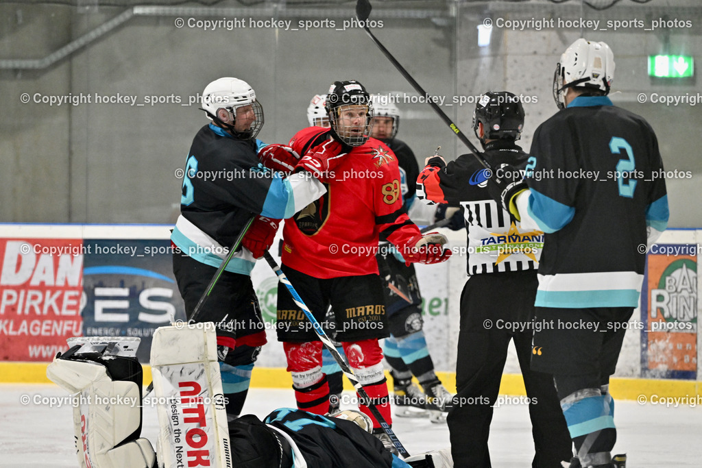 Lendhafen Seelöwen vs. Spartans Althofen | Widmann Florian Referee, #96 Kasper Peter Lendhafen Seelöwen, #89 Pirmann Markus Spartans Althofen, #37 Juch Lukas Lendhafen Seelöwen, Lendhafen Seelöwen vs. Spartans Althofen, Lendhafen Seelöwen vs. Spartans Althofen am 14.02.2025 in Ferlach (HTC Eishalle Ferlach), Austria, (Photo by Bernd Stefan)