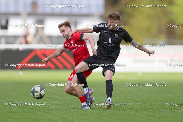 Fussball Landsliga 3 / 2025/2026    VfL Mühlheim gegen TSV Harthausen | Fussball Landsliga 3 / 2025/2026    19.04.2026  Landesliga 3VfL Mühlheim -  TSV HarthausenDaniel Jakupak, Nummer 29 (VfL Mühlheim) Finn Locher, Nummer 19 (TSV Harthausen/Scher)  FOTO: Frank Riedinger  xxNOxMODELxRELEASExx  