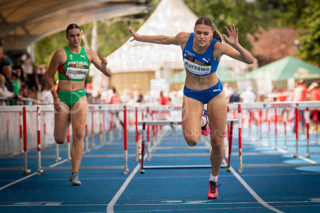 Juniorengala 2026; Mannheim, 14.06.2026 | MANNHEIM, GERMANY - JUNE 14, 2026 : Shira Kurzawa (GER/LAC Erdgas Chemnitz) competing in the 100m hurdles U20 during the Juniorengala 2026 at Michael-Hoffmann-Stadion on June 14, 2026 in Mannheim, Germany.